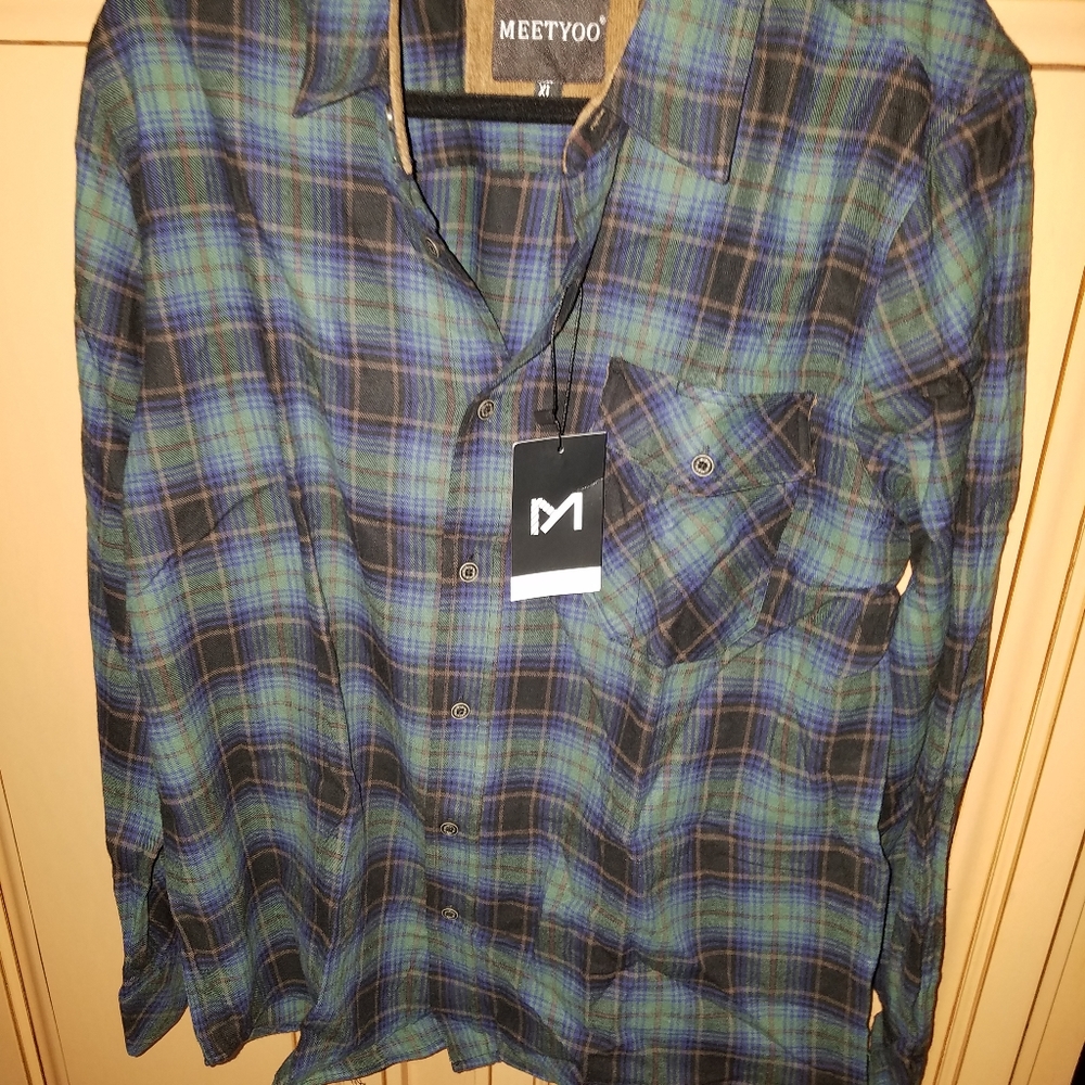 MeetYoo Men's Plaid Flannel Shirt Size XL